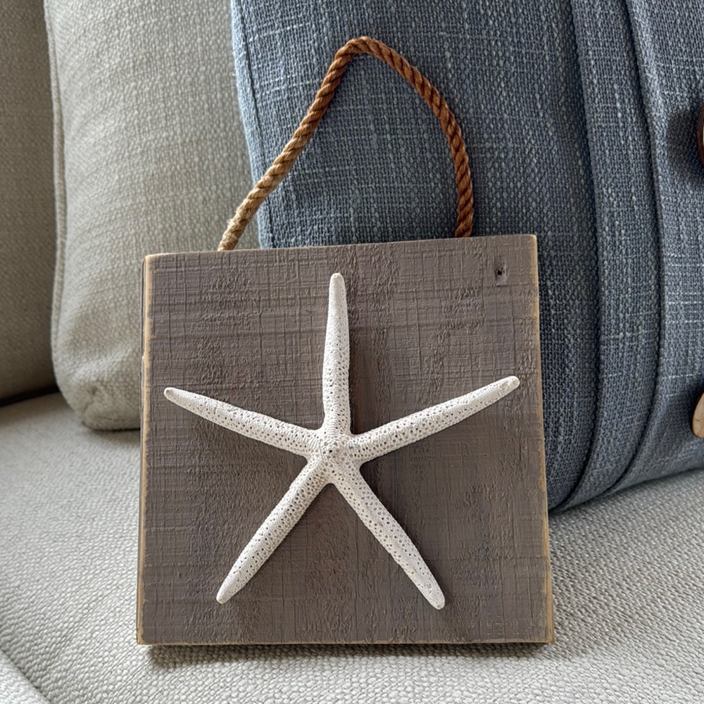 Rustic Starfish Wall Decor with Rope Hanger